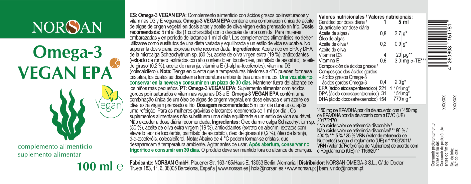 Omega-3 VEGAN EPA - Óleo